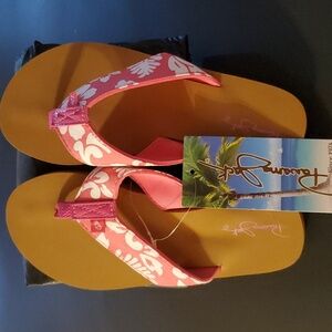 NWT Panama Jack Pink Hawaiian Print Flip Flops Size S (6-7)